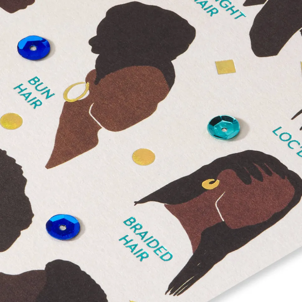 Hair, However You Rock It Birthday Greeting Card – Illustrated by Sarah Dahir