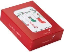 Hanging Stockings Holiday Boxed Cards – Glitter-Free, 20-Count
