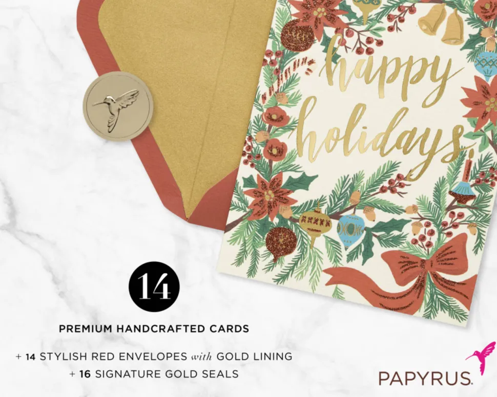 Happy Holidays Holiday Boxed Cards, 14-Count