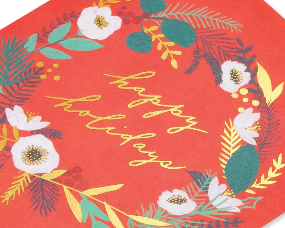 Happy Holidays Wreath Christmas Boxed Cards, 20-Count
