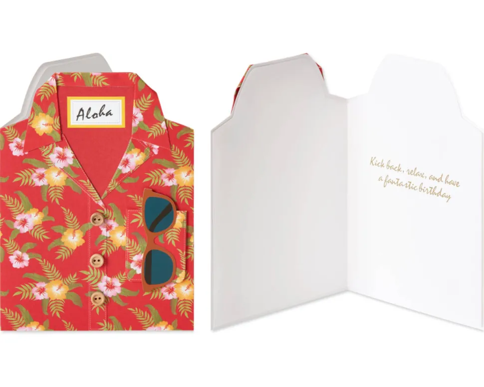 Hawaiian Shirt and Craft Beer Birthday Greeting Card Bundle for Him, 2-Count