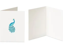 Heart and Peacock Blank Greeting Card Bundle, 2-Count