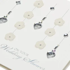 Heart Crystals And Flowers Wedding Greeting Card