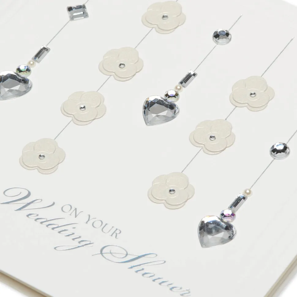 Heart Crystals And Flowers Wedding Greeting Card