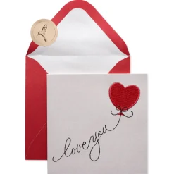 Heart Shaped Balloon Embroidered Greeting Card