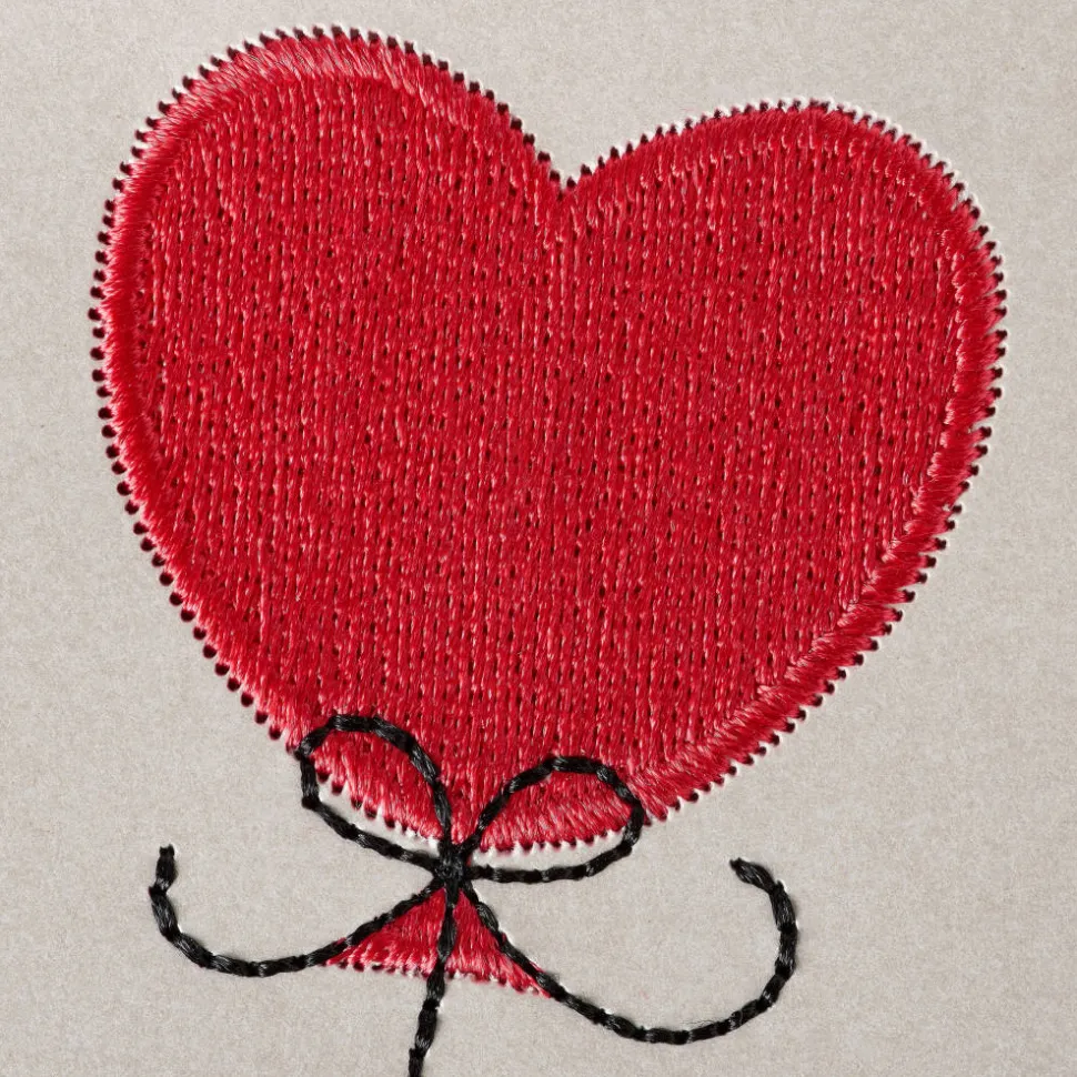Heart Shaped Balloon Embroidered Greeting Card