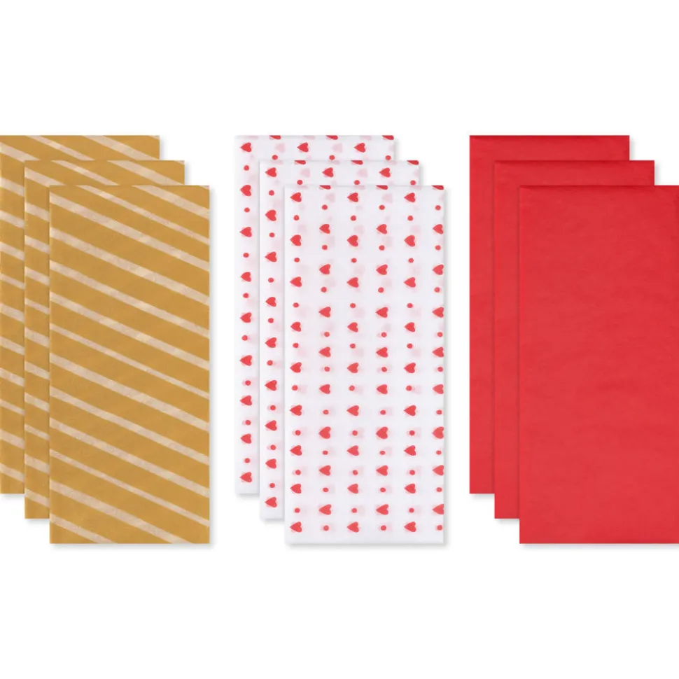 Hearts and Stripes Valentine’s Day Tissue Paper, 9 Sheets