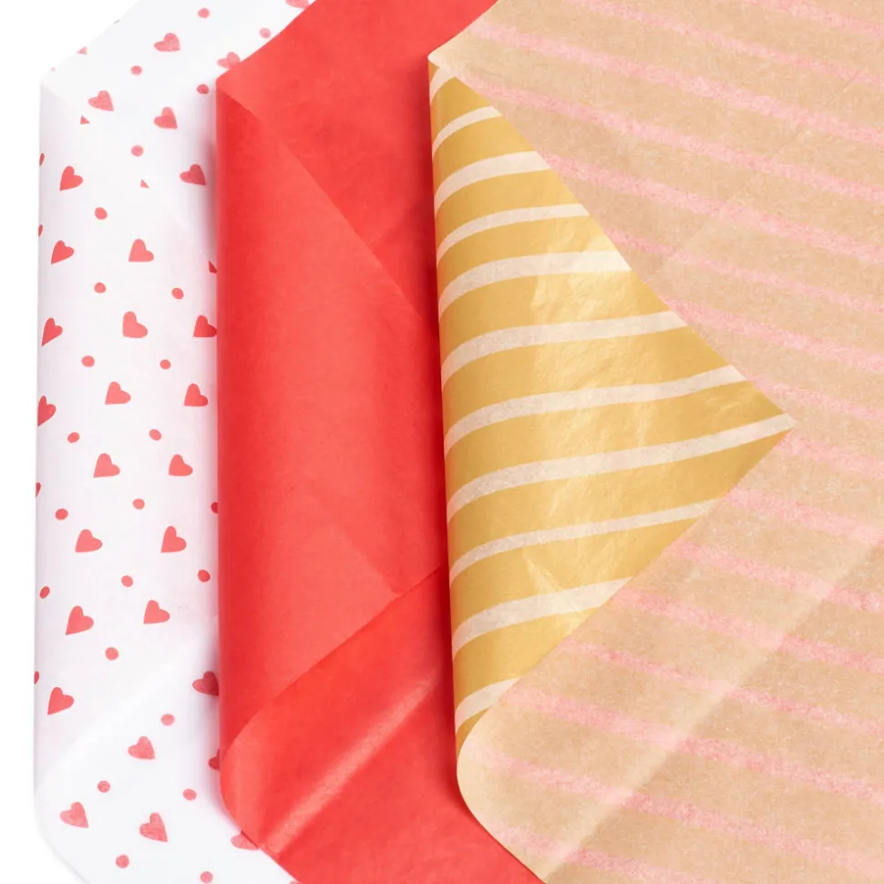 Hearts and Stripes Valentine’s Day Tissue Paper, 9 Sheets