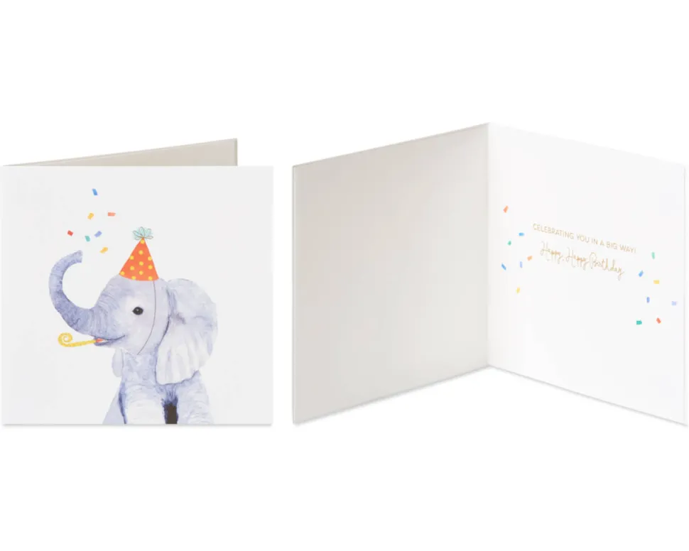 Hedgehog and Elephant Birthday Greeting Card Bundle for Kids, 2-Count