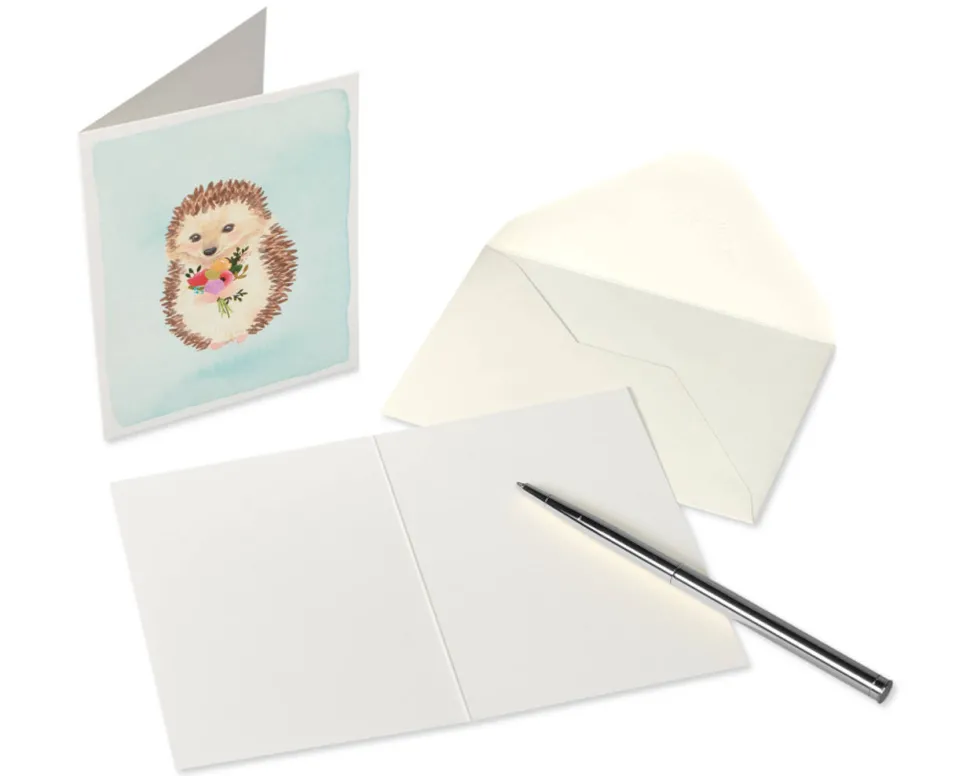 Hedgehog with Flower Boxed Blank Note Cards with Envelopes, 14-Count