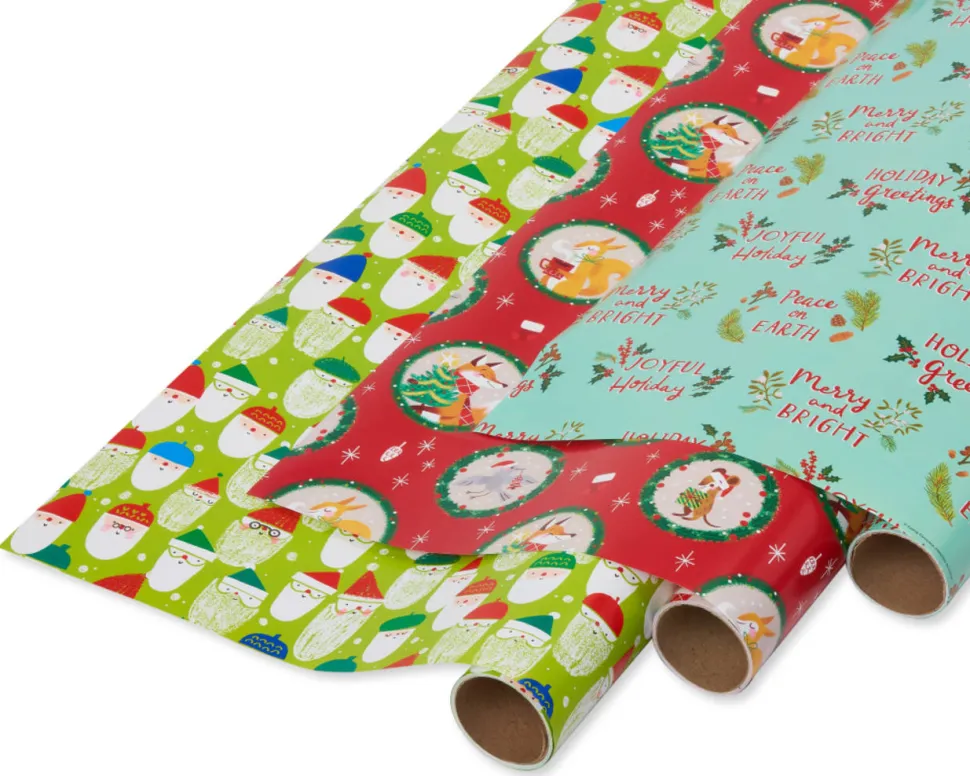 Holiday Friends and Peace on Earth Holiday Wrapping Paper Rolls, 3 Rolls