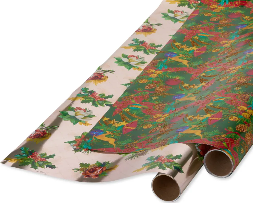 Holiday Traditions Holiday Wrapping Paper Kit with Gridlines, Bows and Gift Tags, 11-Count