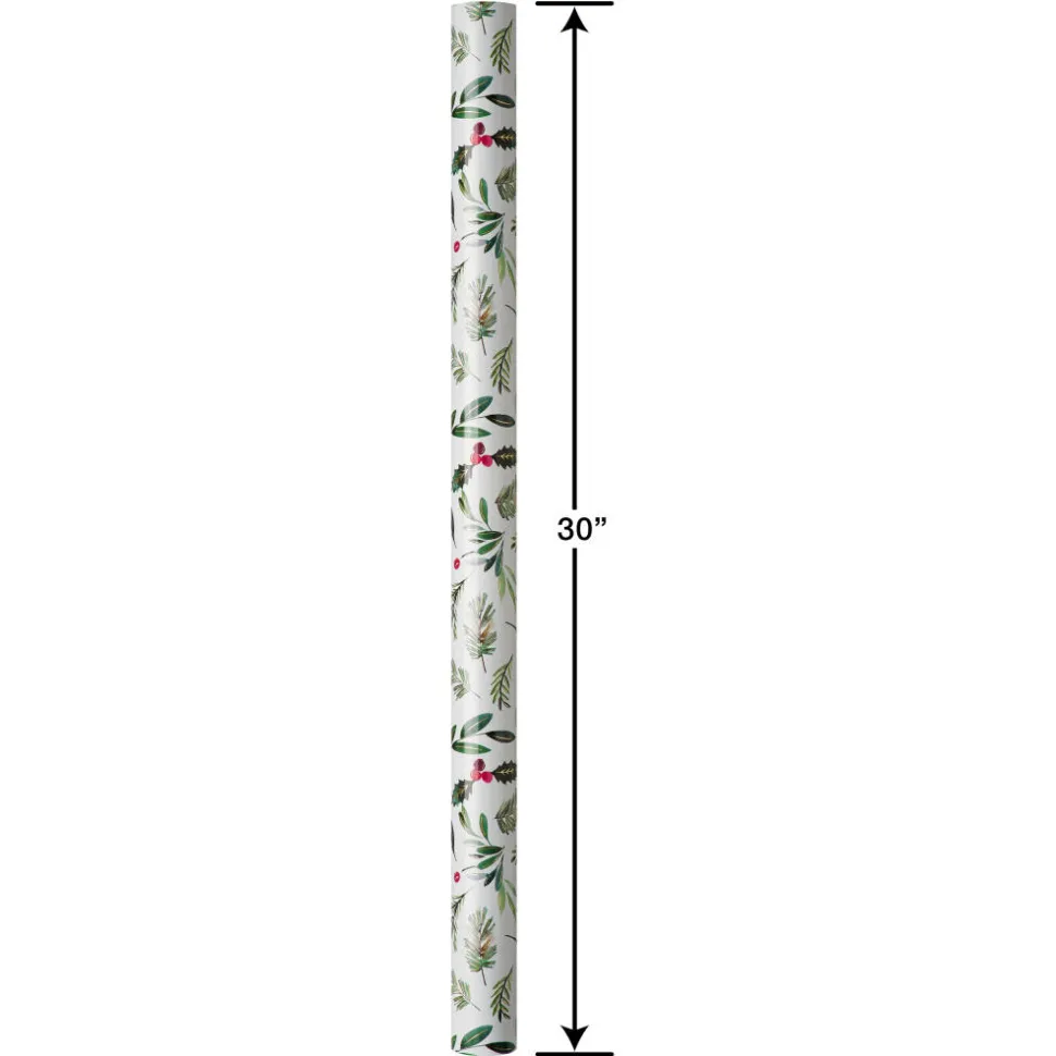 Holly, Wreath, Gold Holiday Wrapping Paper Rolls, 3 Rolls