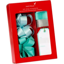 Icy Blue and Grey Christmas Gift Tags, Ribbons and Bows for Gift Wrapping, 10-Count
