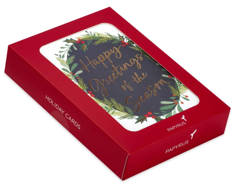 Joy to You Wreath Holiday Boxed Cards, 20-Count