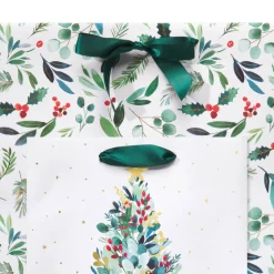 Joyful Tradition Holiday Gift Bags with Tissue Paper, 2 Bags 1 Jumbo 18″, 1 Large 13″, 18 Sheets
