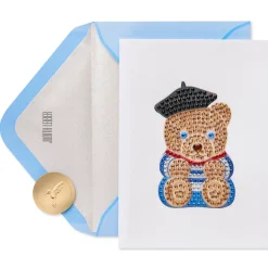 Judith Leiber Gemmed French Bear Blank Greeting Card