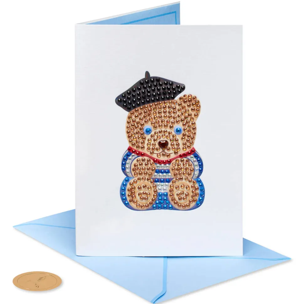 Judith Leiber Gemmed French Bear Blank Greeting Card