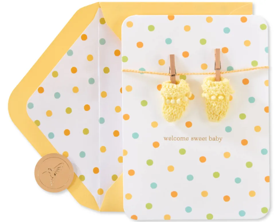 Knit Booties Baby Shower Greeting Card