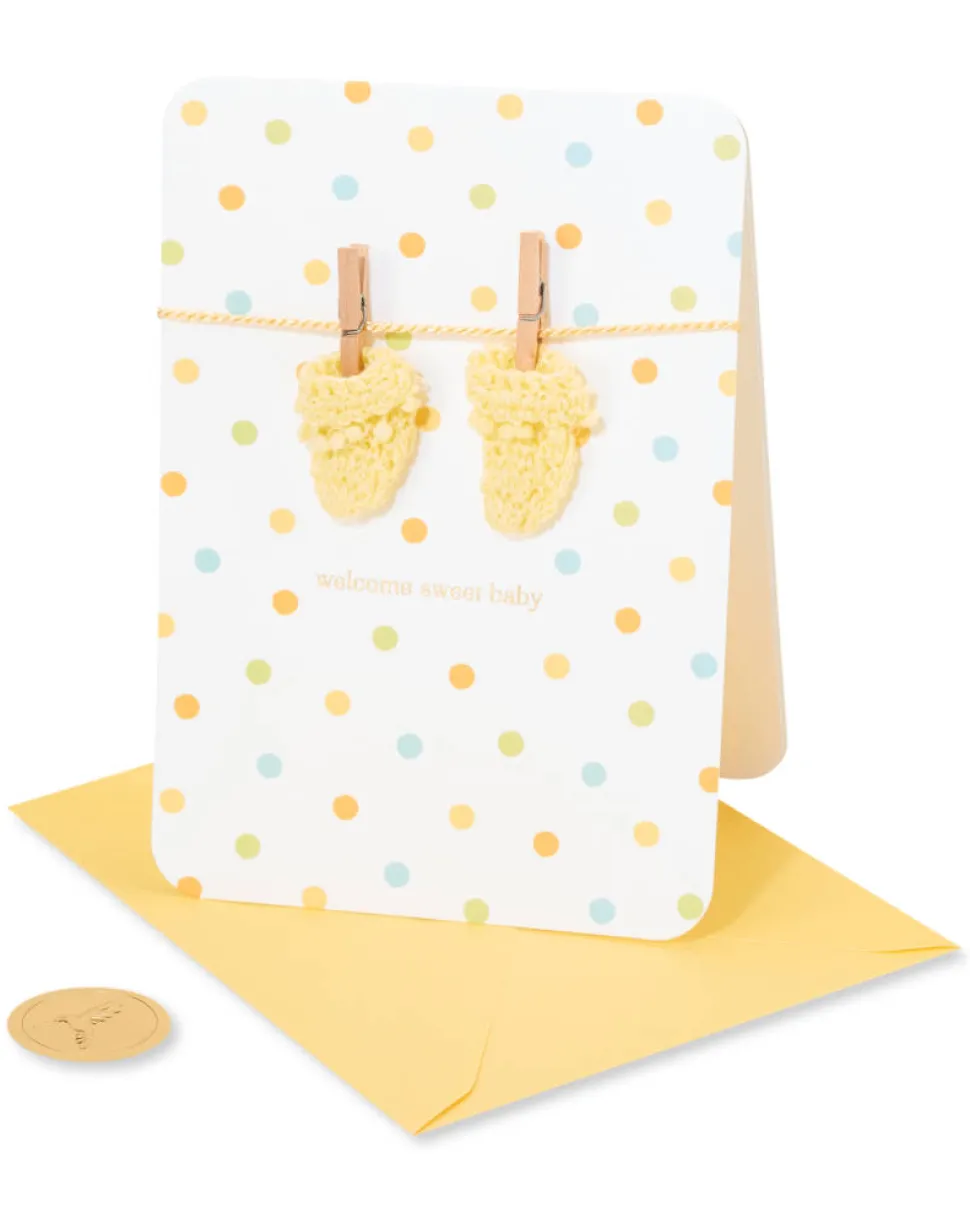 Knit Booties Baby Shower Greeting Card