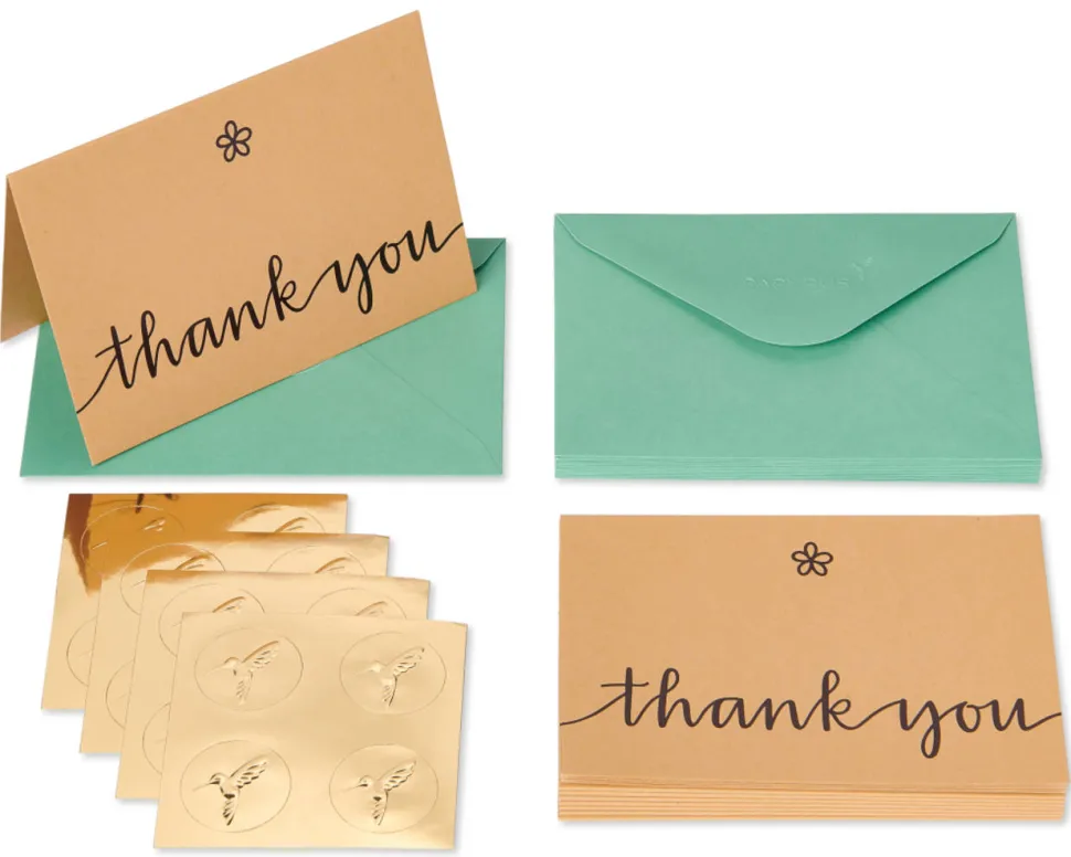 Kraft Boxed Thank You Cards and Envelopes, 14-Count