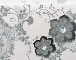 Lace and Flowers Handmade Boxed Blank Note Cards with Glitter, 8-Count