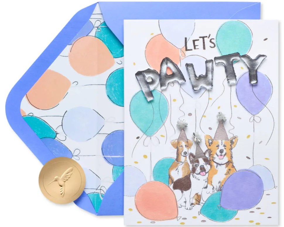 Let’s Pawty Dog Birthday Greeting Card