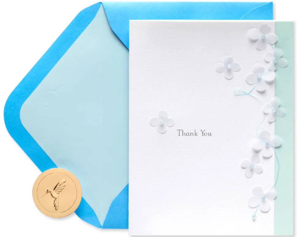Light Blue Flowers Thank You Greeting Card