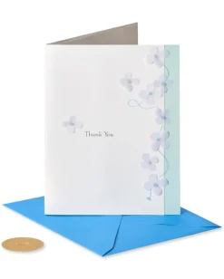 Light Blue Flowers Thank You Greeting Card