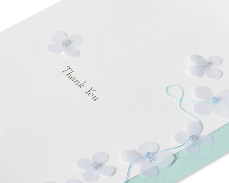 Light Blue Flowers Thank You Greeting Card