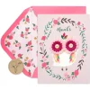 Lovely Owl Handmade Thank You Boxed Blank Note Cards, 8-Count