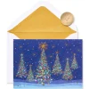 Magical Row of Holiday Christmas Trees Holiday Boxed Cards, 14-Count