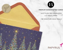 Magical Row of Holiday Christmas Trees Holiday Boxed Cards, 14-Count