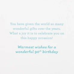 Many Wonderful Gifts 90th Birthday Greeting Card