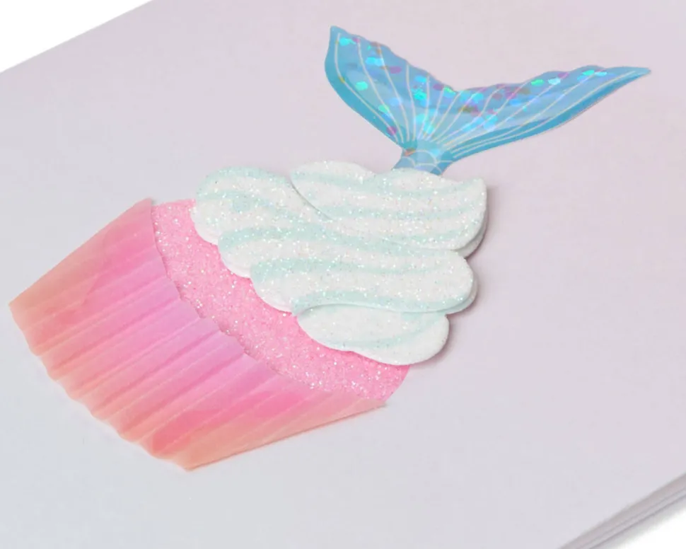 Mermaid Cupcake Birthday Greeting Card