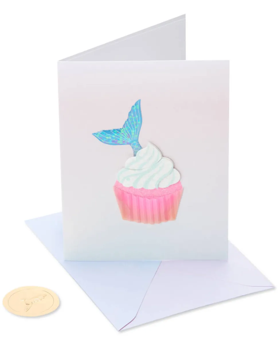 Mermaid Cupcake Birthday Greeting Card