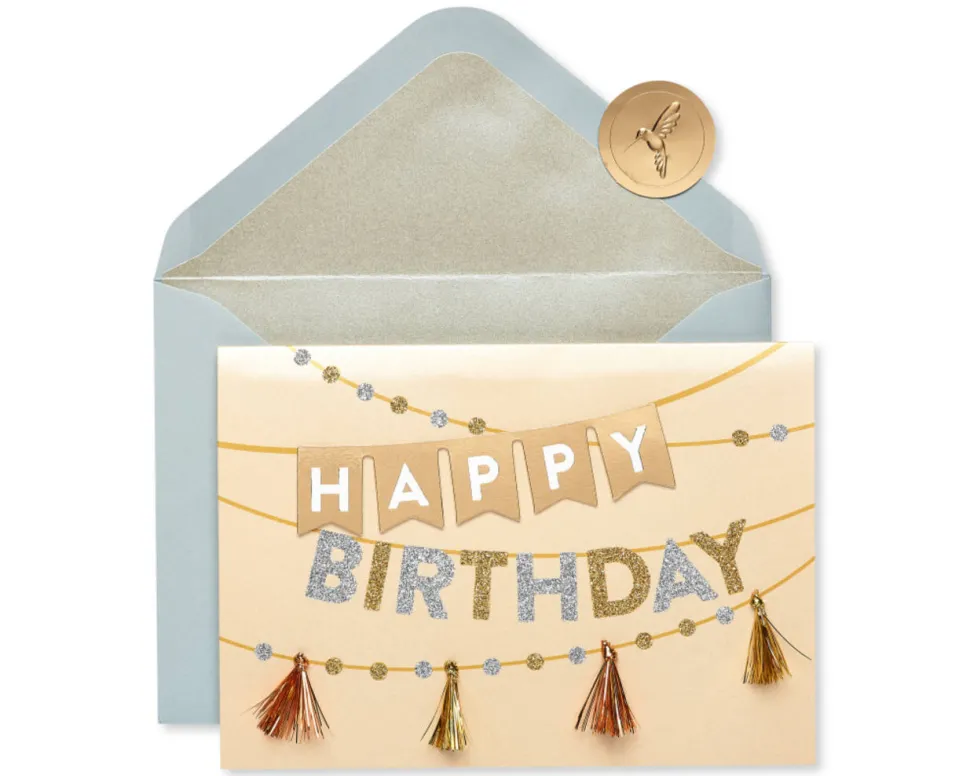 Metallic Banner Birthday Greeting Card