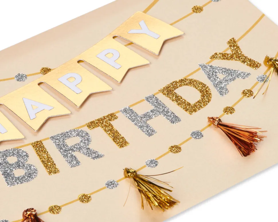 Metallic Banner Birthday Greeting Card