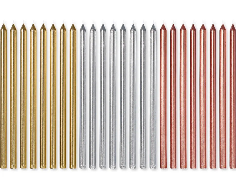 Metallic Birthday Candles, 24-Count