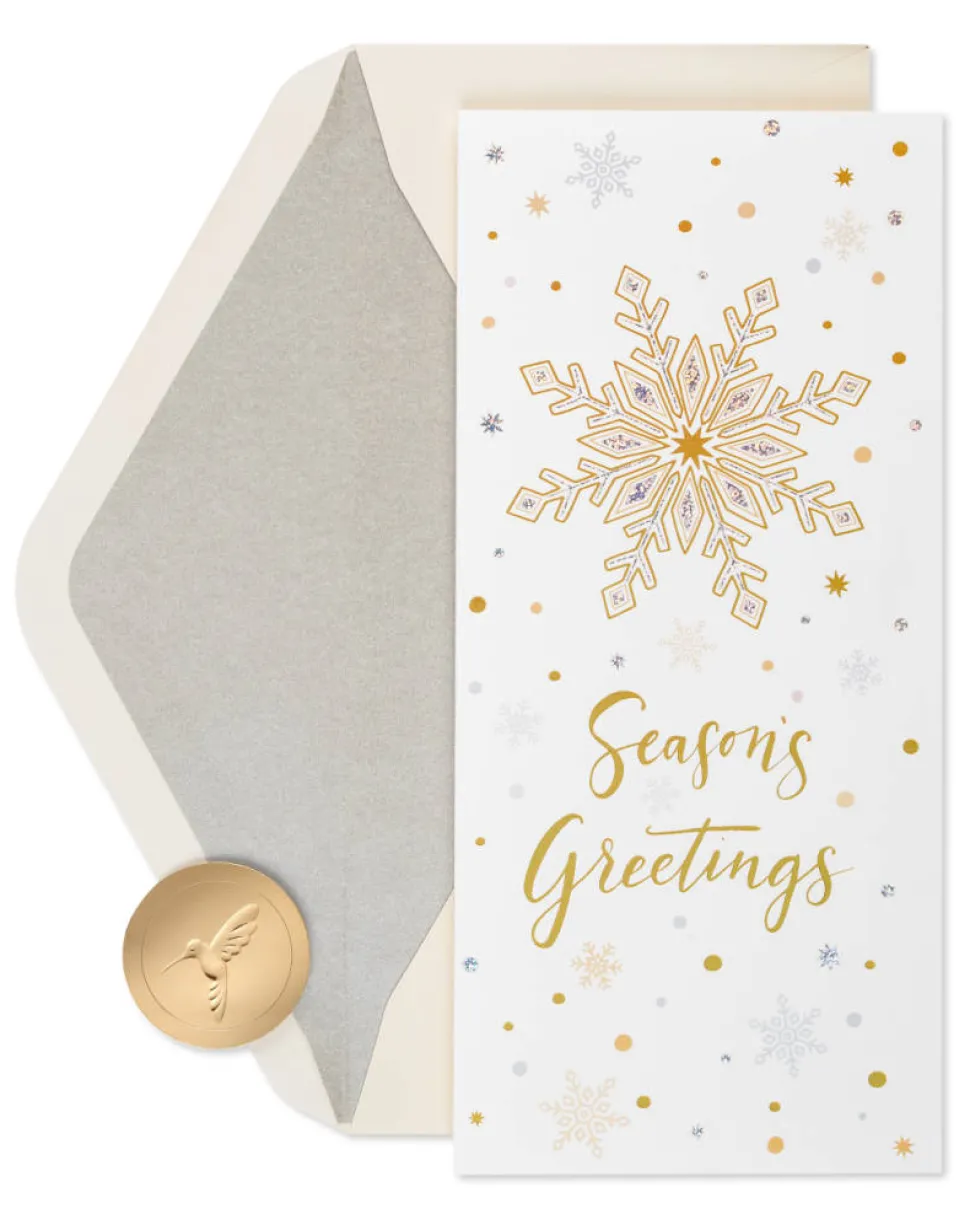 Metallic Snowflakes Holiday Boxed Cards, 16-Count