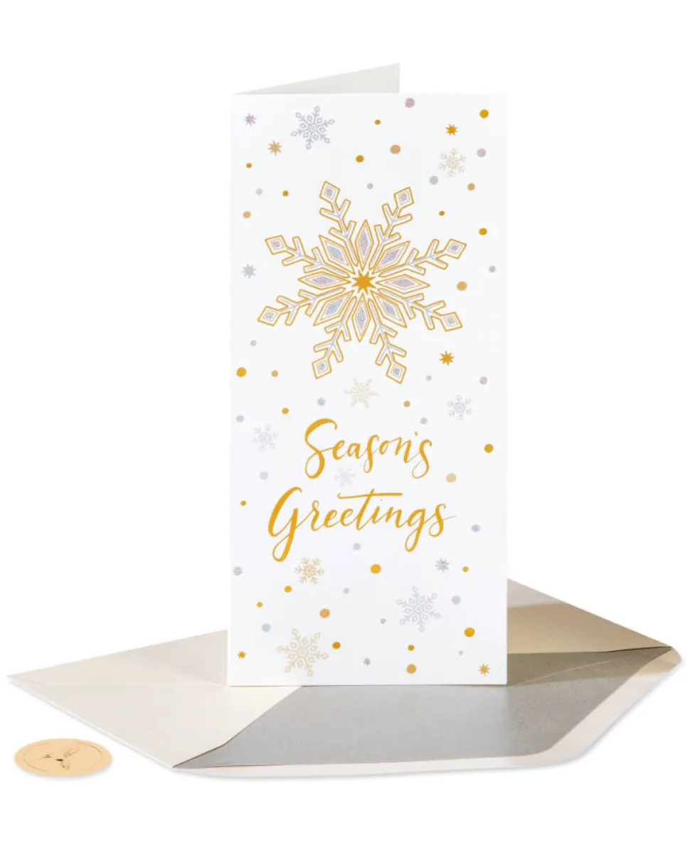 Metallic Snowflakes Holiday Boxed Cards, 16-Count