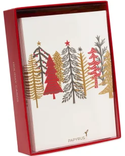 Metallic Trees Holiday Boxed Cards, 12-Count