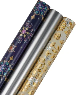 Metallic Trio Holiday Wrapping Paper Rolls, 3 Rolls