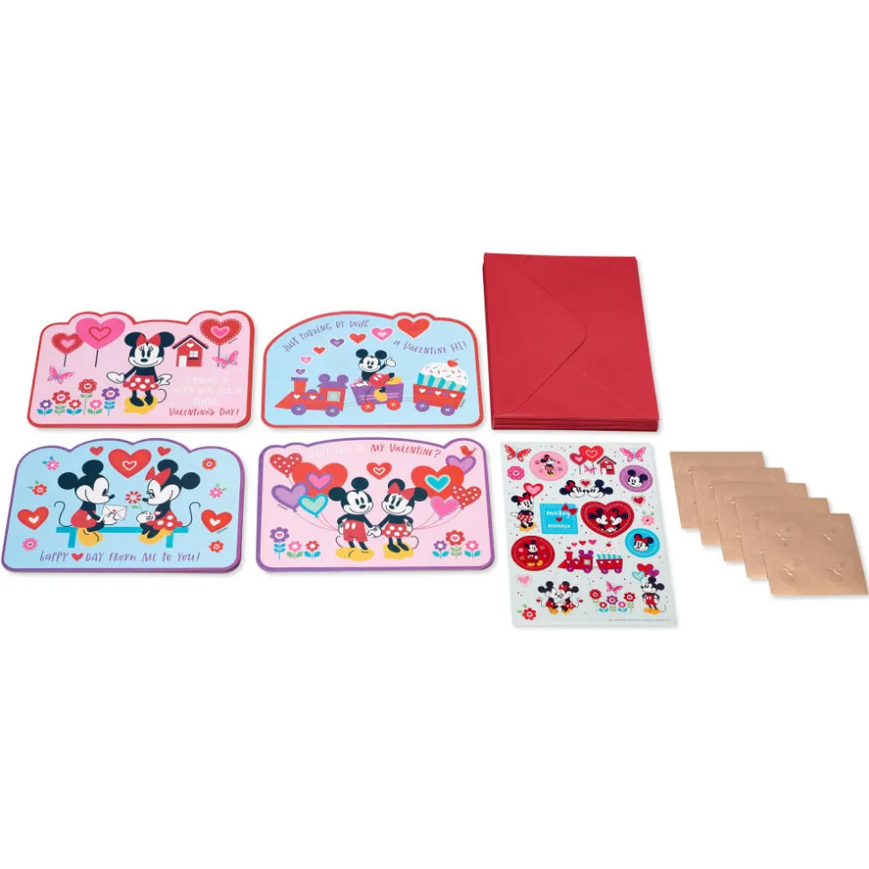 Mickey and Minnie Blank Valentines Day Cards and Stickers, 20-Count