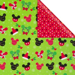 Mickey Mouse and Christmas Decorations Disney Holiday Wrapping Paper Rolls, 2 Rolls