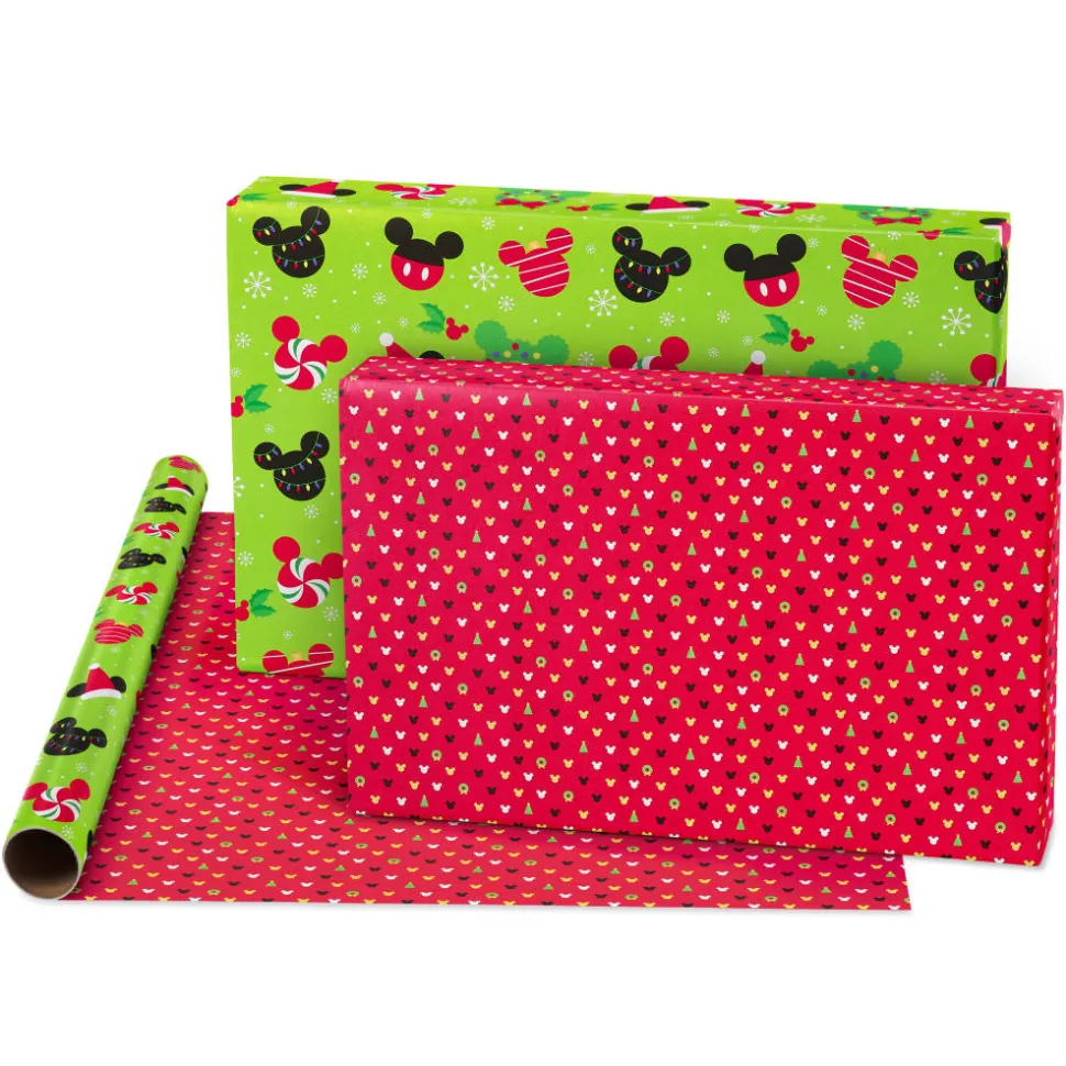 Mickey Mouse and Christmas Decorations Disney Holiday Wrapping Paper Rolls, 2 Rolls