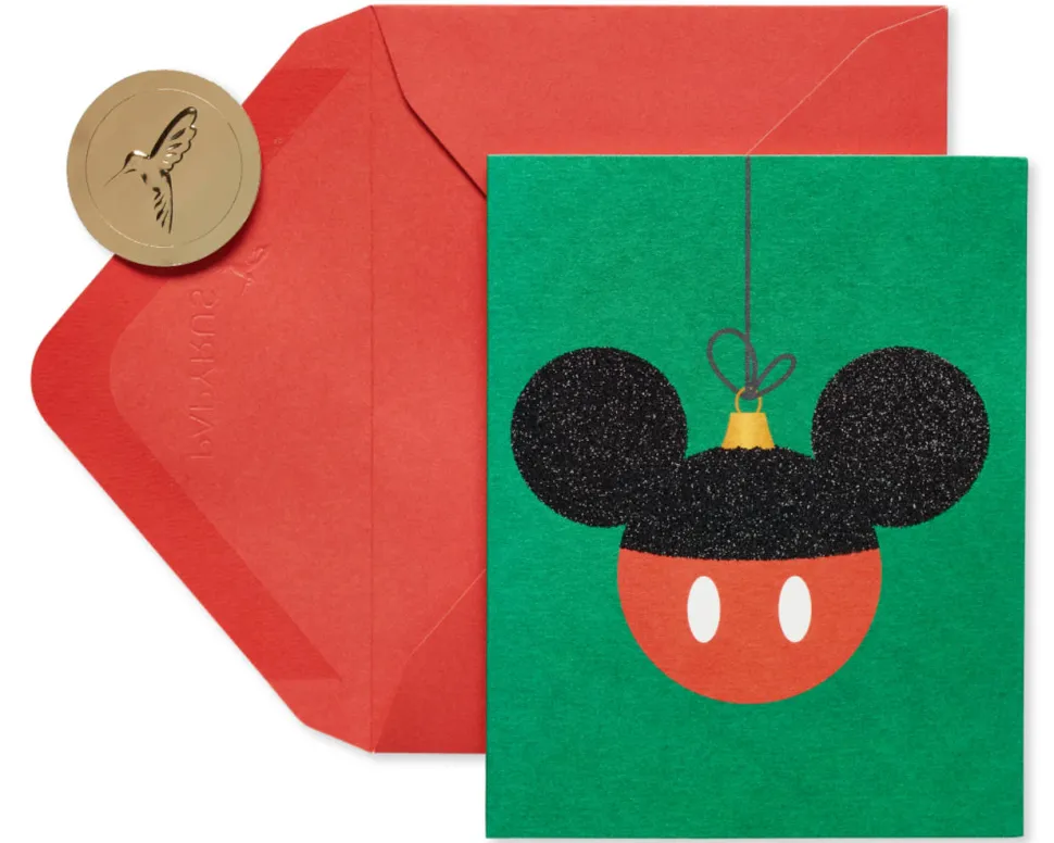 Mickey Mouse Disney Holiday Ornament Christmas Boxed Cards, 20-Count