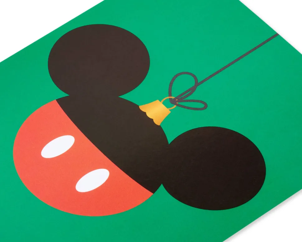 Mickey Mouse Ornament Disney Christmas Cards Boxed – Glitter-Free, 20-Count