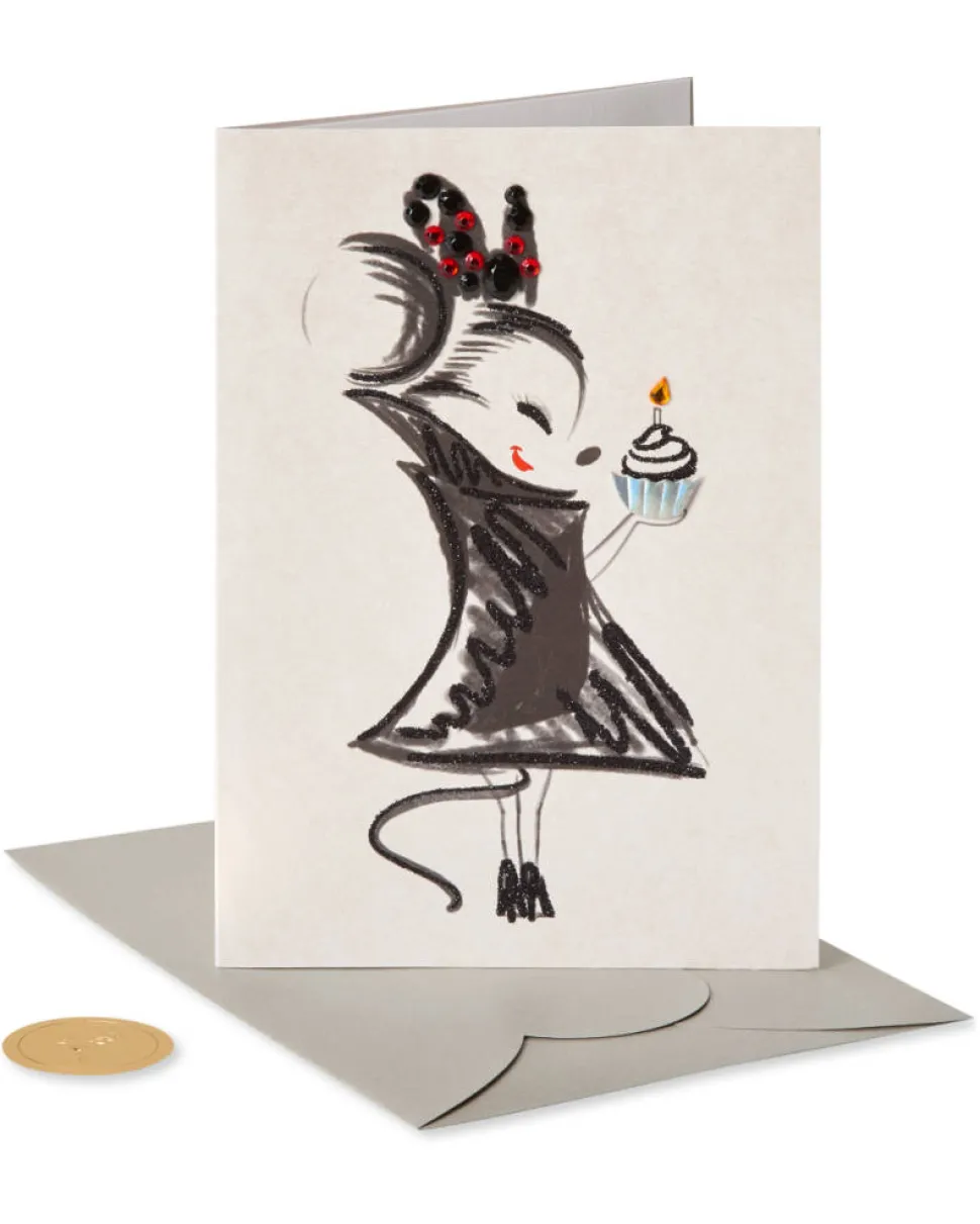 Minnie And Cupcake Birthday Greeting Card