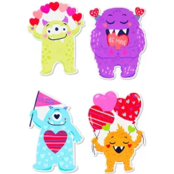 Monster Hearts Valentine’s Day Cards for Kids, 20-Count, 1 Sticker Sheet
